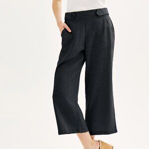 Croft & Barrow Pull On Wide Leg Crop Pants Large Mineral Black